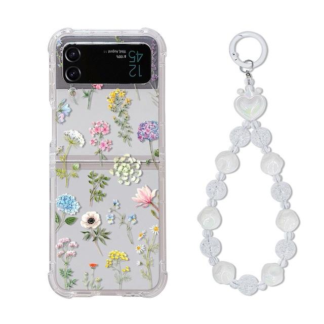 For Samsung Galaxy Z Flip 4 Zflip 3 5g Case Bouquet Girl Bracelet Transparent Soft Silicone Folding Shockproof Protection Cover