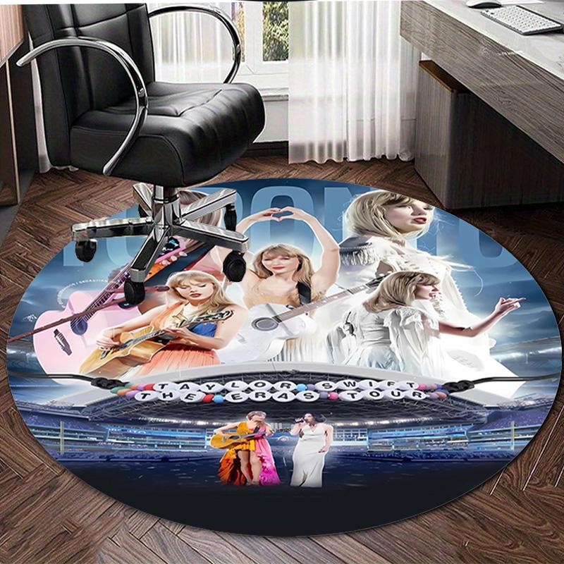 1pc Taylor Swift2 Design Printed Area Round Carpet for Bedroom Living Room Home Decor Rugs Mat Non Slip Mat Rug for Bedside