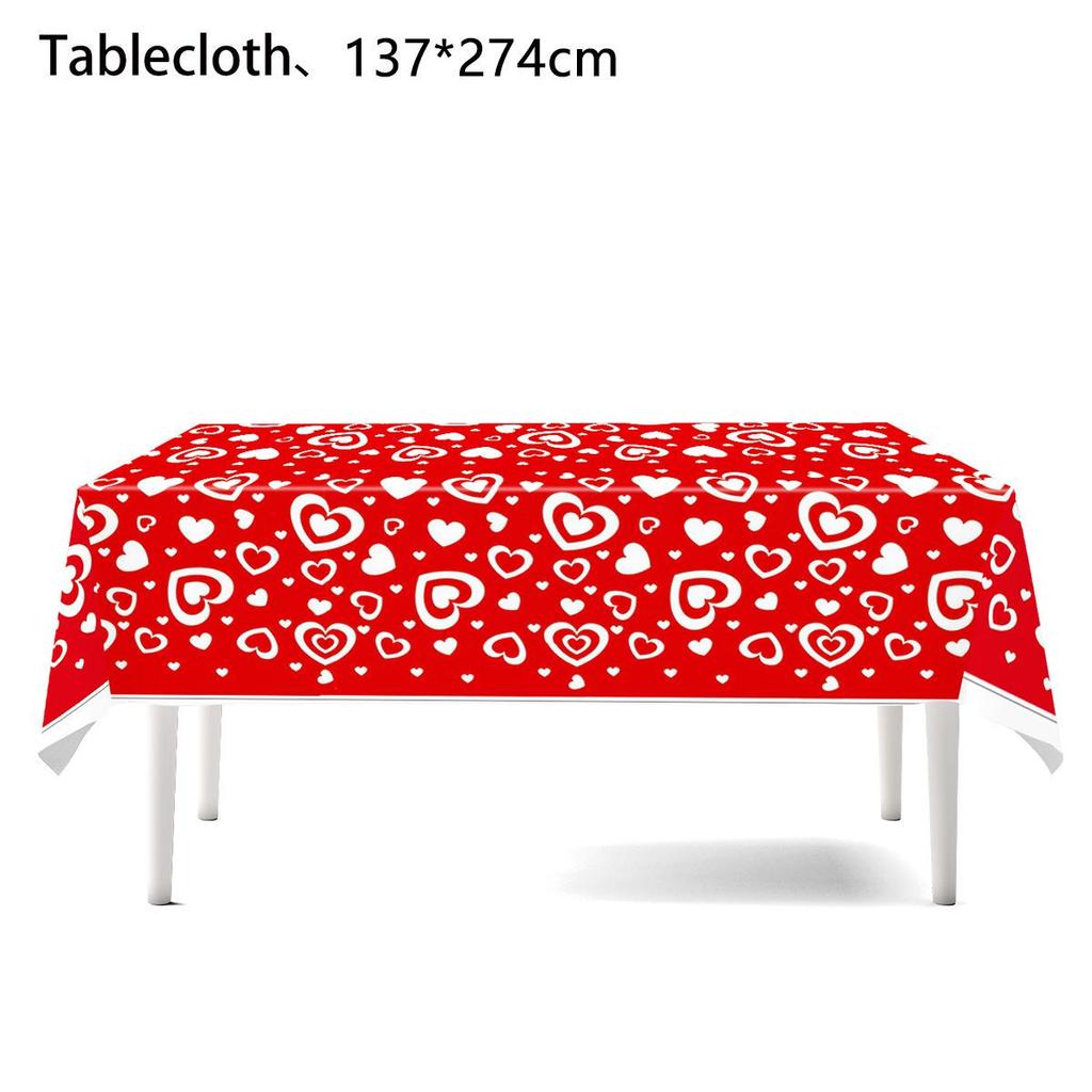 Valentine's Day Love Theme Party Set: Plates, Cups, Napkins, Tablecloth, and Decorations