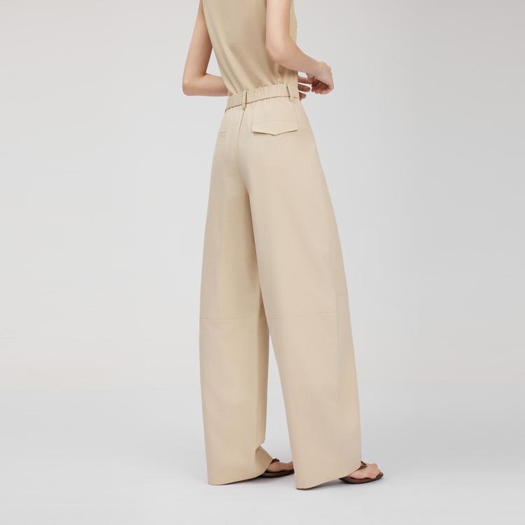 ELLE Versatile Design Mid-Rise Thin Straight Casual Pants Women Bottoms Khaki EK51129