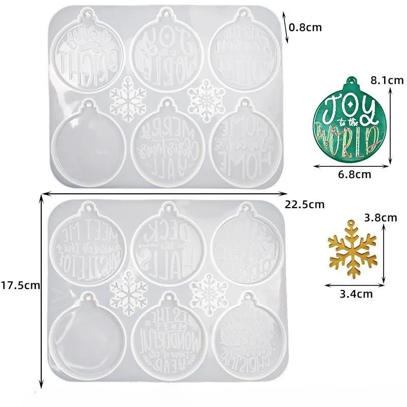 Christmas Silicone Resin Mold Round Pendant with Holiday Phrases for DIY Epoxy Resin Crafts Home Decor Ornament Making Supplies