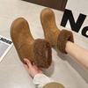 Women's Fur Mouth Lightweight Height Increasing Thick Sole Winter Warm Fur Integration Snow Boots Plush Lining Non-slip Casual Sports Cotton Boots