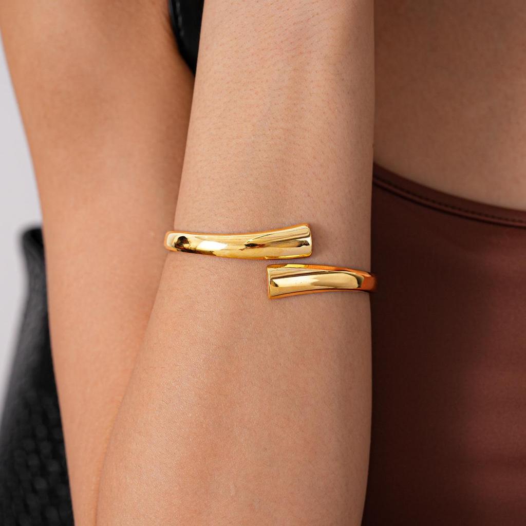 Polished Irregular Snake-Shaped Titanium Steel Bangle - European & American High-End Fashion Bracelet