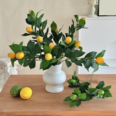 Artificial Lemons Tree Branches Faux Greenery Stems with Lifelike Lemon Fruits Realistic Fake Lemon Plants for Home Kitchen Table Decor Flower