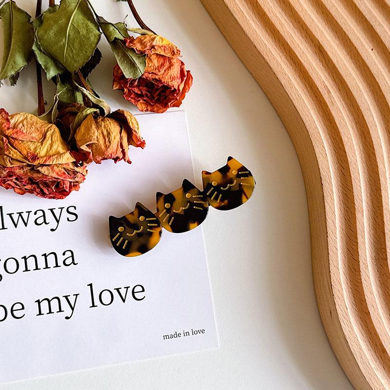 New 6.3cm Three Little Kittens Acetic Acid  Bangs Clip Exquisite Fashion Animal Duckbill Clip Hair Accessories