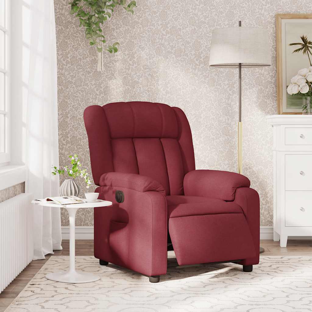 Electric Recliner Chair Burgundy Fabric