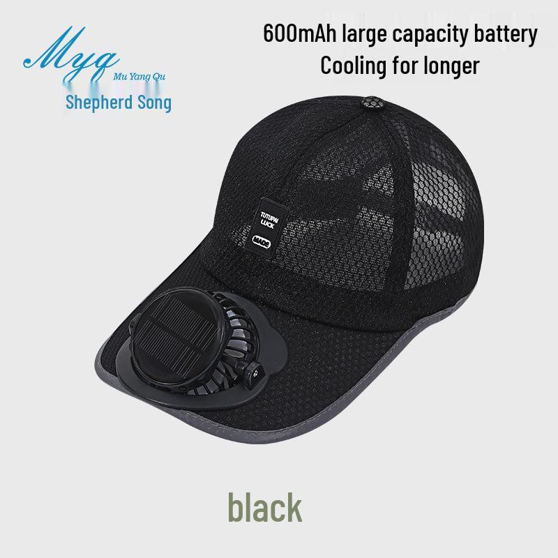Summer Mesh Baseball Cap with Solar Fan and Sun Protection
