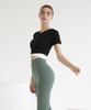 Debiweeo Women'S Yoga Wear Devi-T0072-Black Pilates Twing Ribbed Short Sleeve
