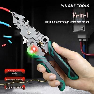 Yingjie Multifunktions-Abisolierwerkzeug: Elektrikerzange zum Abisolieren, Entmanteln, Schneiden, Crimpen und Prüfen.