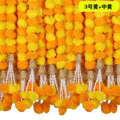Mexican Dia De Muertos Flower String Artificial Marigolds Diwali Day Of The Dead Festival Decoration Simulation Silk Flower