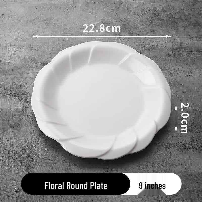 9-inch White Lace Edge Commercial Melamine Dinner Plate