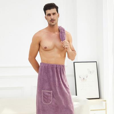 Yousheng 2Pcs/Set Men Bath Towel Adjustable Shower Wrap And Absorbent Towel Wearable Towel Skirt with Pocket for Gym Beach Sauna Spa