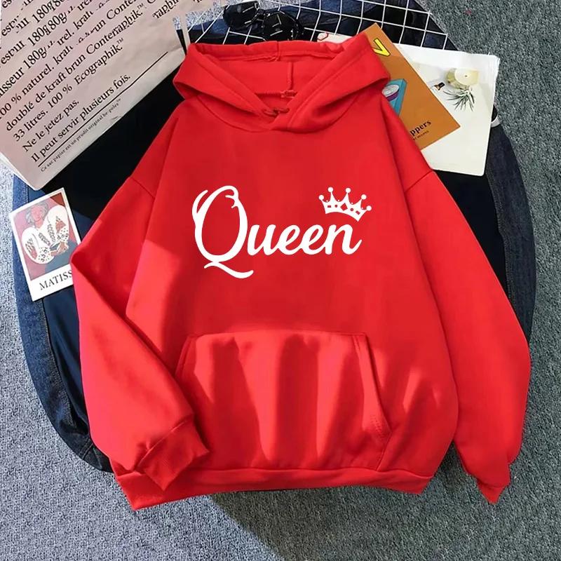 Queen Printing Womens Hoodies Casual Sweatshirts Outdoors Sports Jogging Woman Clothing Autumn Winter Fashion Street Sportswear
