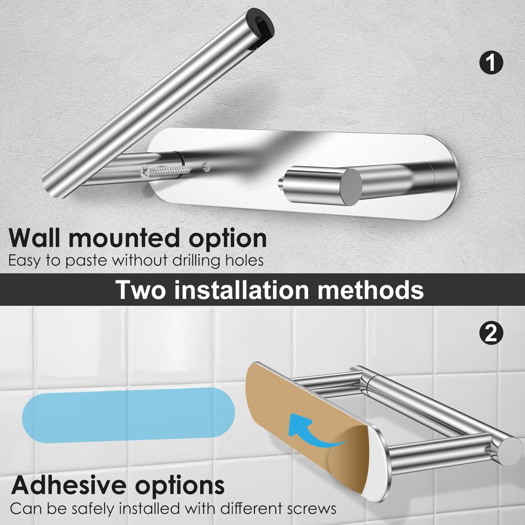 Stainless Steel Toilet Roll Holder Adhesive or Screw Wall Mount Toilet Paper Dispenser Bathroom Kitchen Roll Paper Toilet Holder