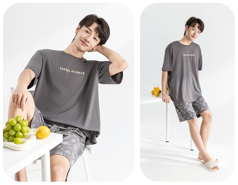 Yingbolun Youth Cotton Short Sleeved Shorts Home Clothing Set Summer Thin Edition
