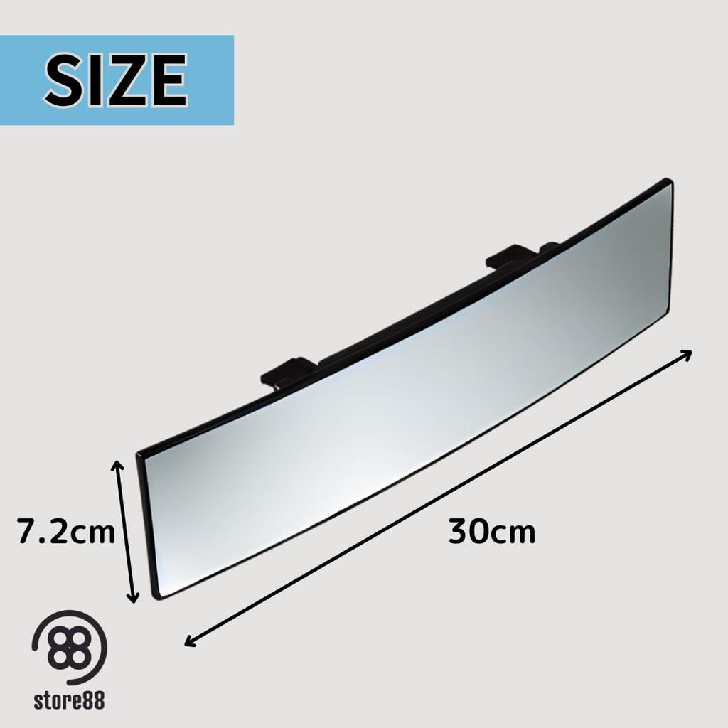 Store88 Car Rearview Wide for Standard and Light Cars Mirror, Large, Silver, Curved, Angle, 300mm,