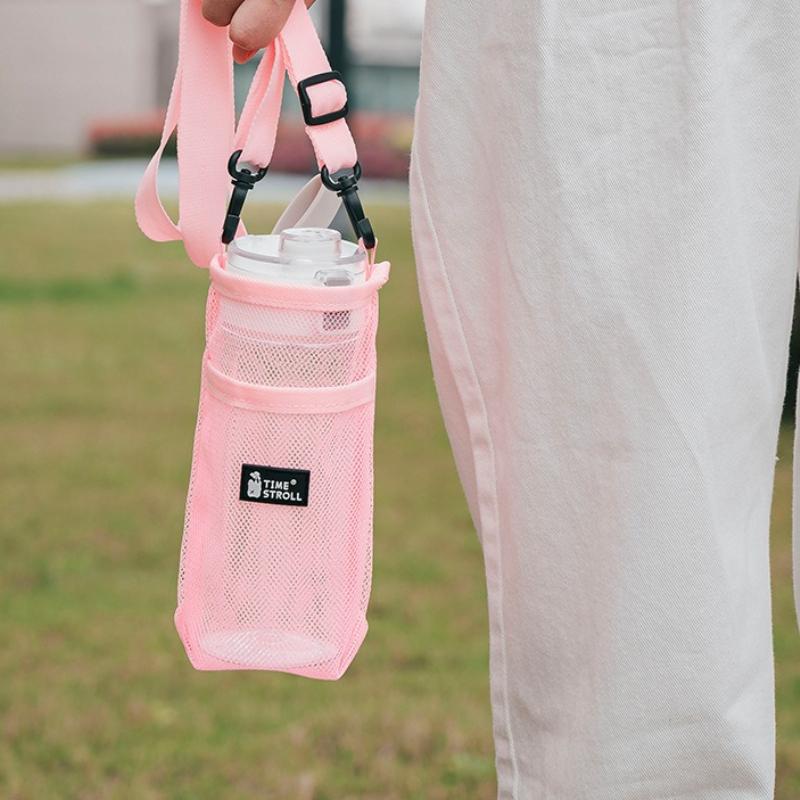 Outdoor Mug Carrying Strap Crossbodyable Water Bottle Bag Mountaineering Hiking Mug Water Bottle Protector Bag Mesh Strap