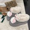 Cartoon Hello Kitty versatile thick-soled cute snow boots for women's 2025 winter new velvet warm Northeast cotton shoes