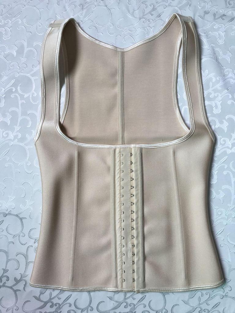 9 Steel Bones Wide Shoulder Latex Corset Body Shaper Vest