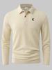 Polo Shirts for Men Geometric K Print Ribbed Long Sleeve