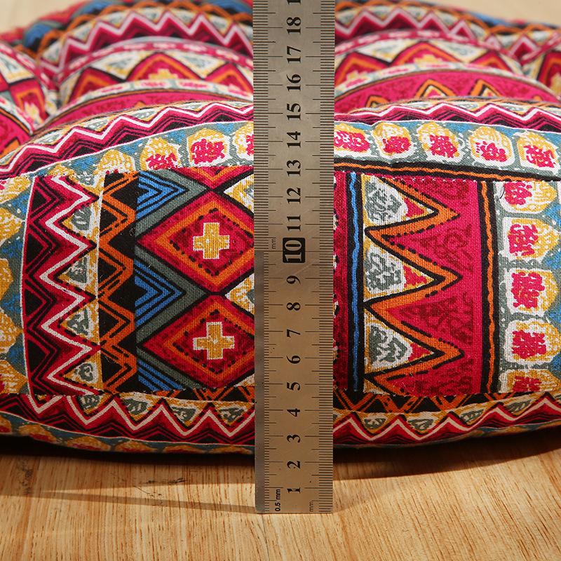 Colorful Bohemian-Style Cotton Linen Floor Cushion: Ethnic Meditation Seat Tatami Mat for B&B