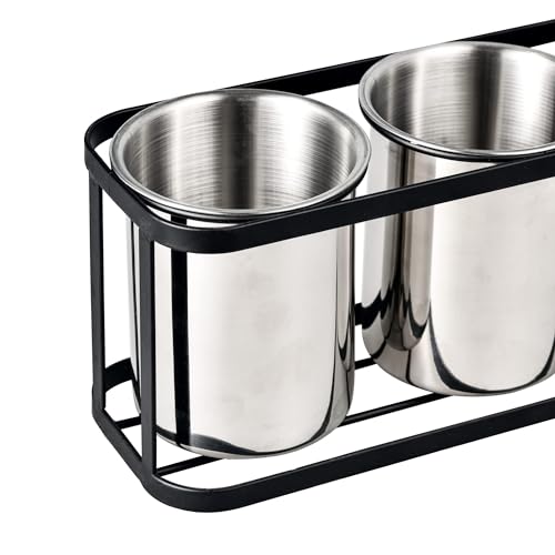 IMEEA Chopstick Holder, Cutlery Stand, Cutlery Holder, Stainless Steel Cutlery Case Set, Black, Storage