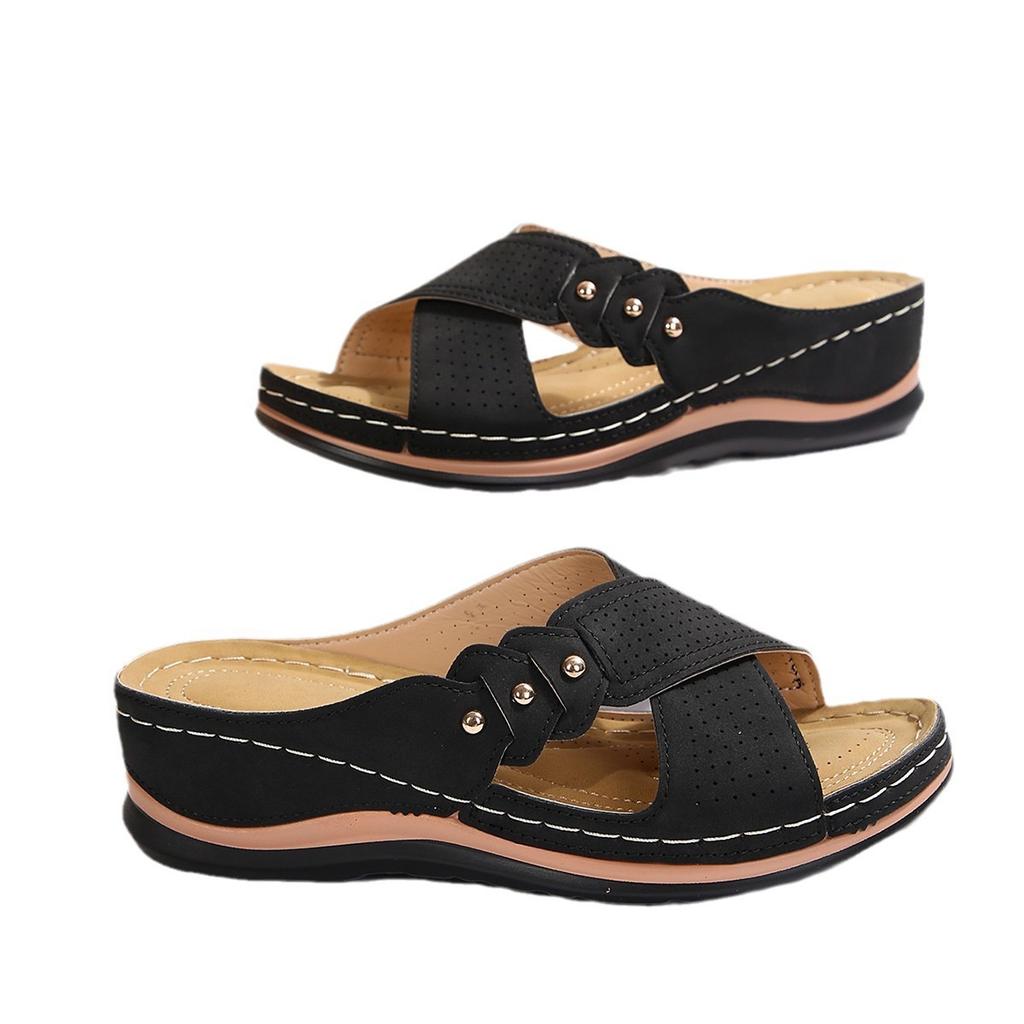 Fashion Shoes for Women Plus Size 36-43 Peep Toe Summer Platform Sandals Wedges Slip On Slippers Elegant Non-slip Sandalias De Mujer
