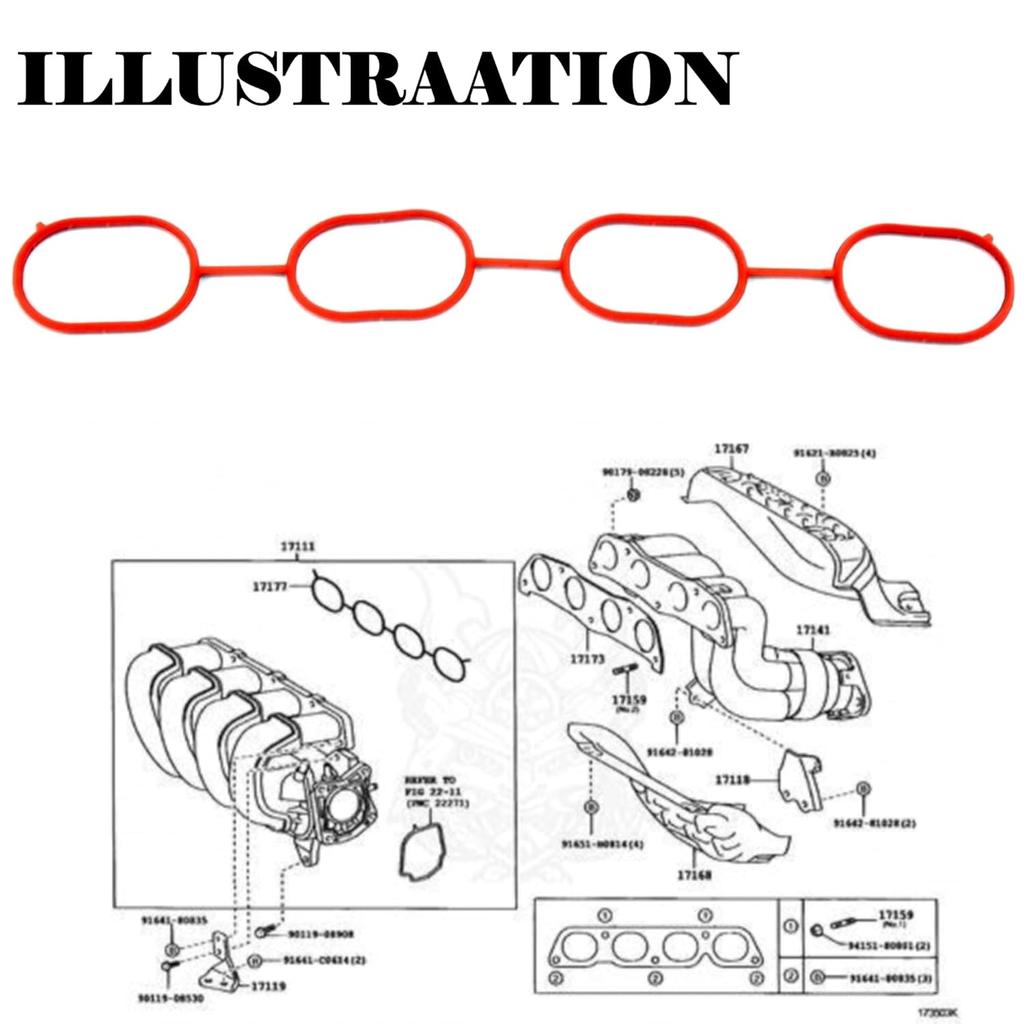 Intake Manifold Gasket for Toyota Corolla Matrix 2003-2008 Replace 17171-22060 Engine Intake Seal