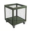 Large Army Green Heavy-Duty Mobile Mesh Storage Cage with Wheels