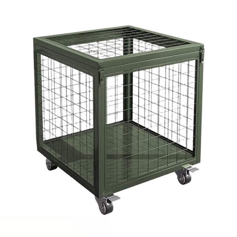 Large Army Green Heavy-Duty Mobile Mesh Storage Cage with Wheels