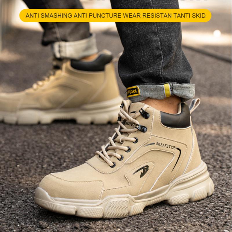 Men Work Shoes Safety Boots Anti-smash Anti-stab  Sneakers Steel Toe Shoes Male Work Boot Indestructibl Slip and Oil Resistant