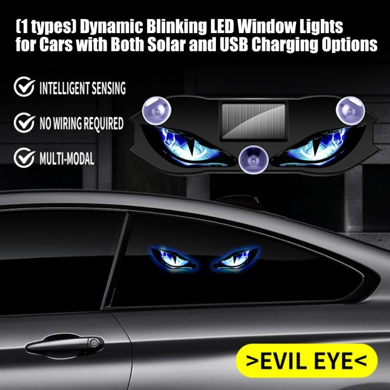 LED Car Window Warning Light, Solar and Type-C USB Rechargeable Suction Cup Display for Parked Vehicle Styling