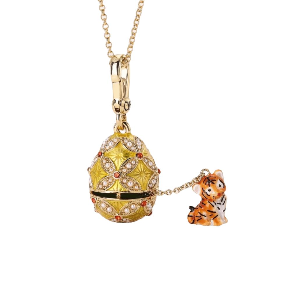 Opened Design Easter Egg Necklace Chinese Style Zodiac Pendant Necklace Jewelry Gift
