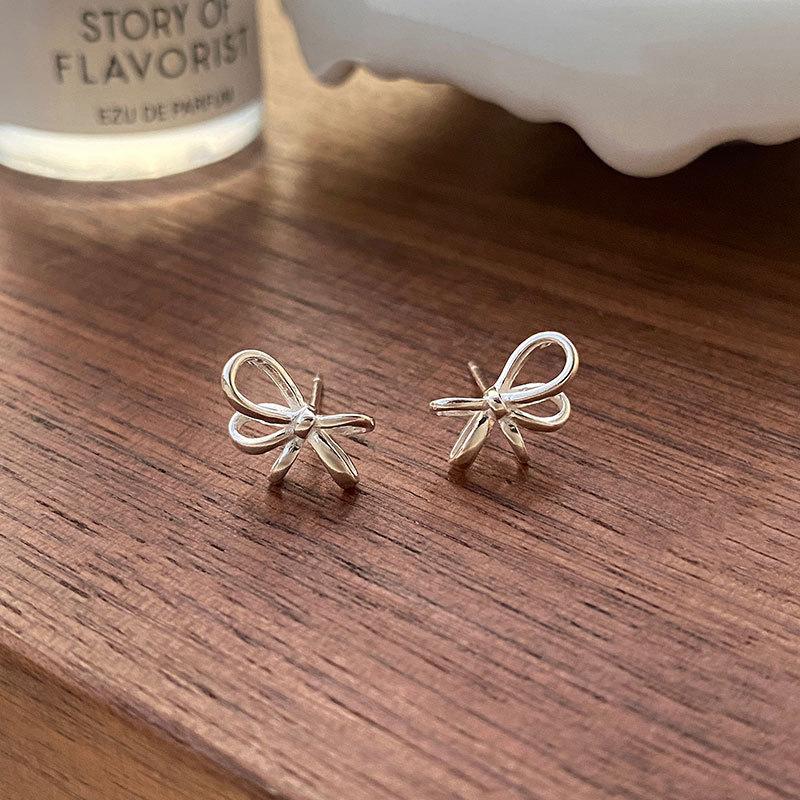 925 Sterling Silver Jewelry Cute Bowknot Stud Earrings for Women Girls Party Jewelry For Girls Friend Gift