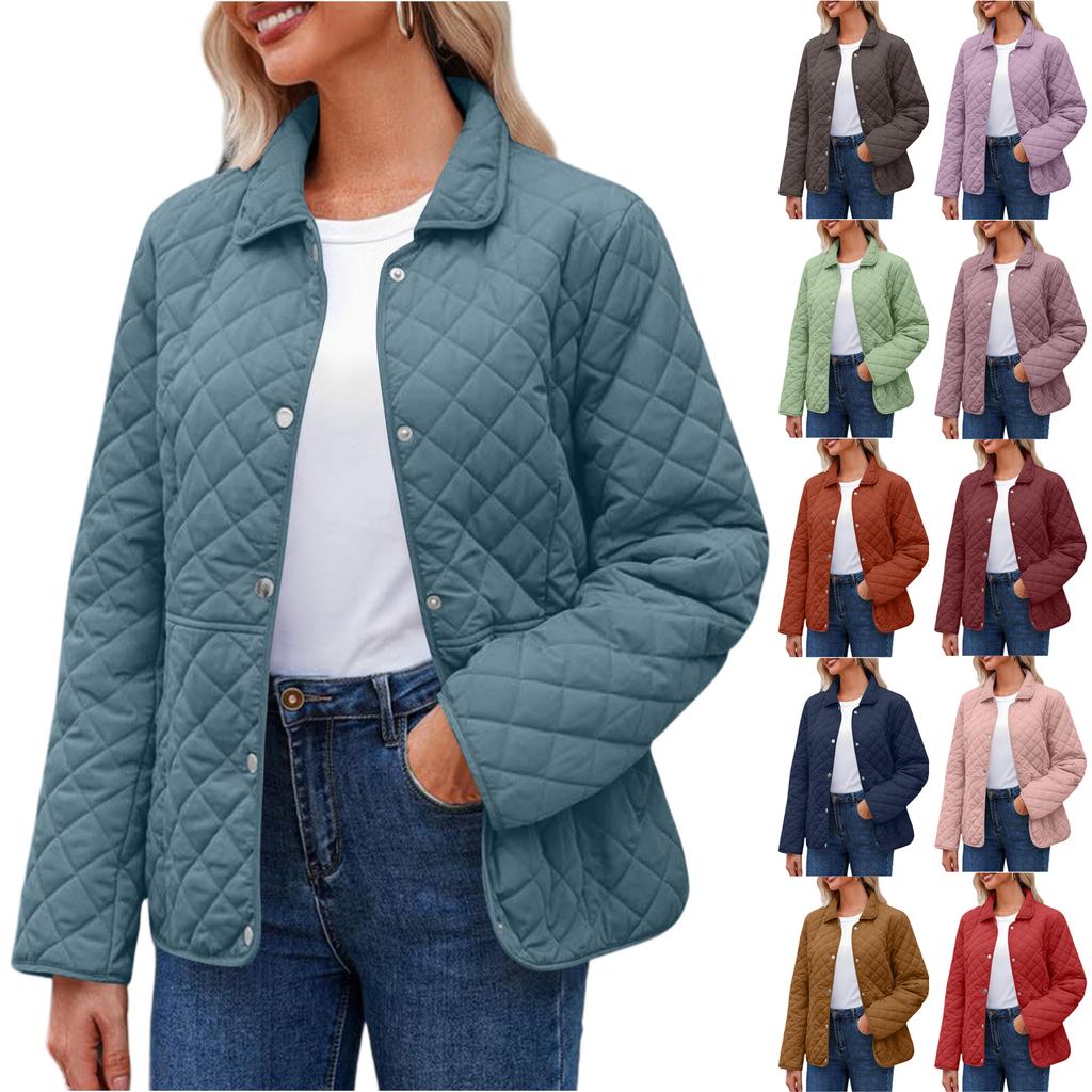 Women's Fashionable Solid Color Long Sleeved Buttoned Pocket Casual Lightweight Cotton Jacket