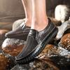 Men's Breathable Mesh Summer Sandals - Size 50, Soft Sole Slip-on Leather Shoes for Dad