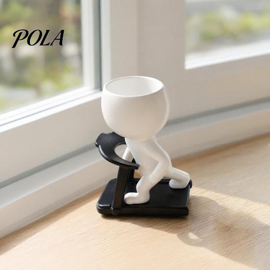 Smooth Surface Flowerpot Fun Workout Figure Planter, Modern Resin Treadmill Runner Plant Pot, Dumbbell Fitness Themed Decor Body Builder Holder, Cute