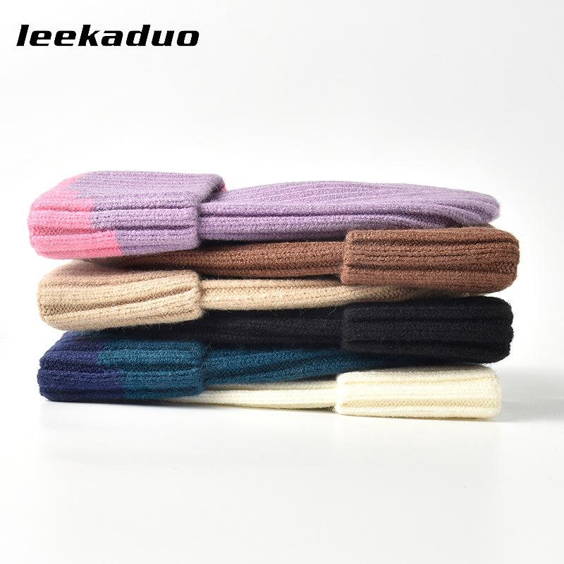 Autumn and Winter Wool Hat Women's Color Matching Flanged Knitted Hat Warm Cold Hat Men's Tide Outdoor Sports Couple Ear Hat