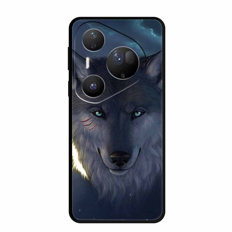 For Huawei Pura 80 Ultra 5G Case Wolf Tiger Lion Cat Black Silicone Soft Phone Case For Huawei Pura80 Ultra Back Cover Case Para
