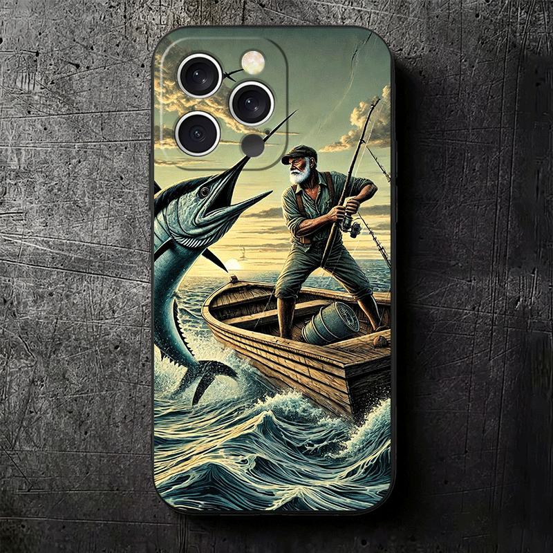 Hunting Fishing Man Soft Phone Case for iPhone 16 16E 17 Air 15 Pro Max 14 Plus 13 Mini 11 12 7 Black Cover Back Shell