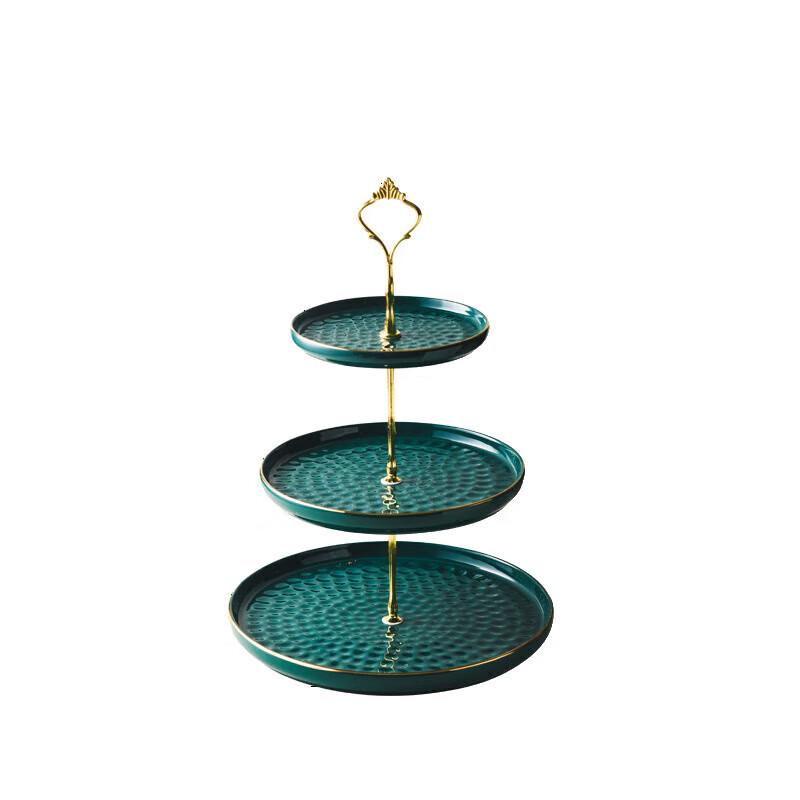Luxury Ceramic Tiered Serving Platter with Hammered Texture