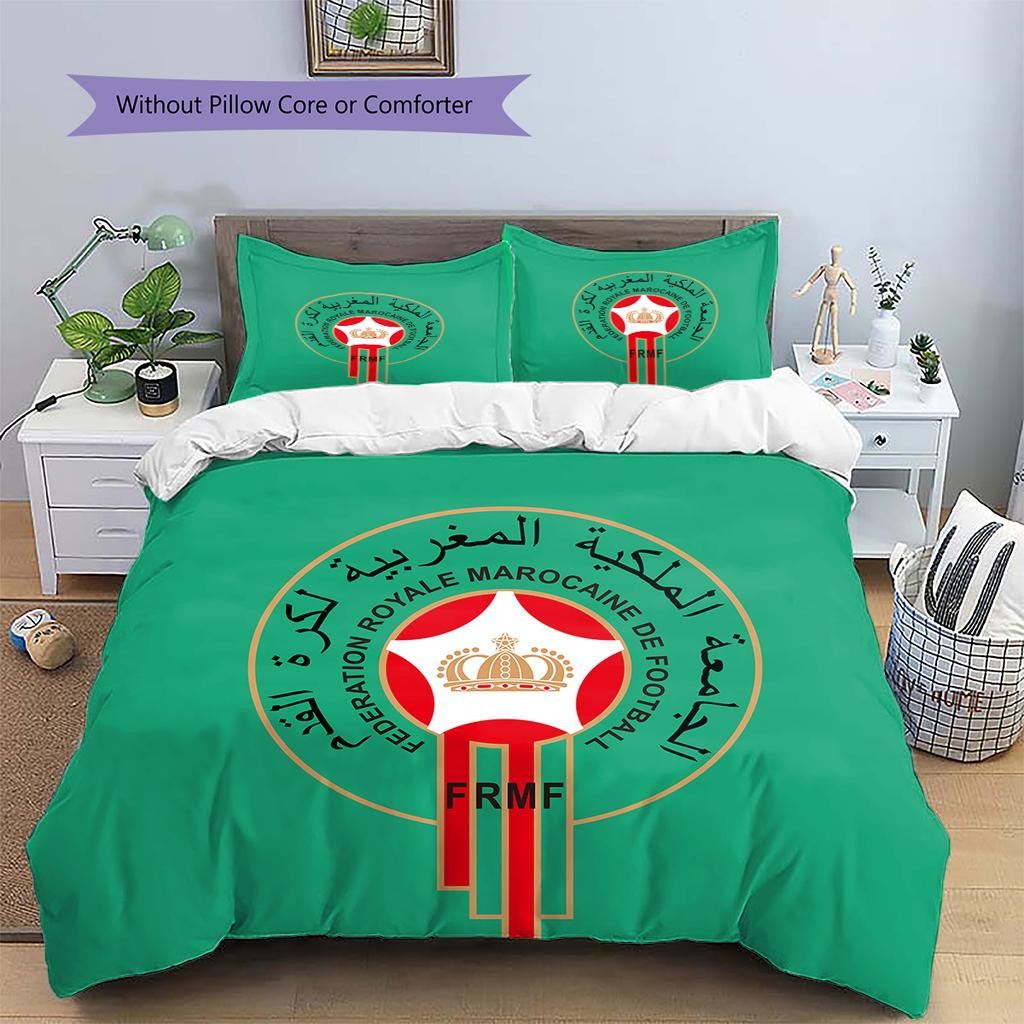 Biancheria da letto con motivo della Nazionale del Marocco Decorazione per la casa Regalo di compleanno (1 * copripiumino + 2 * federa, senza nucleo)
