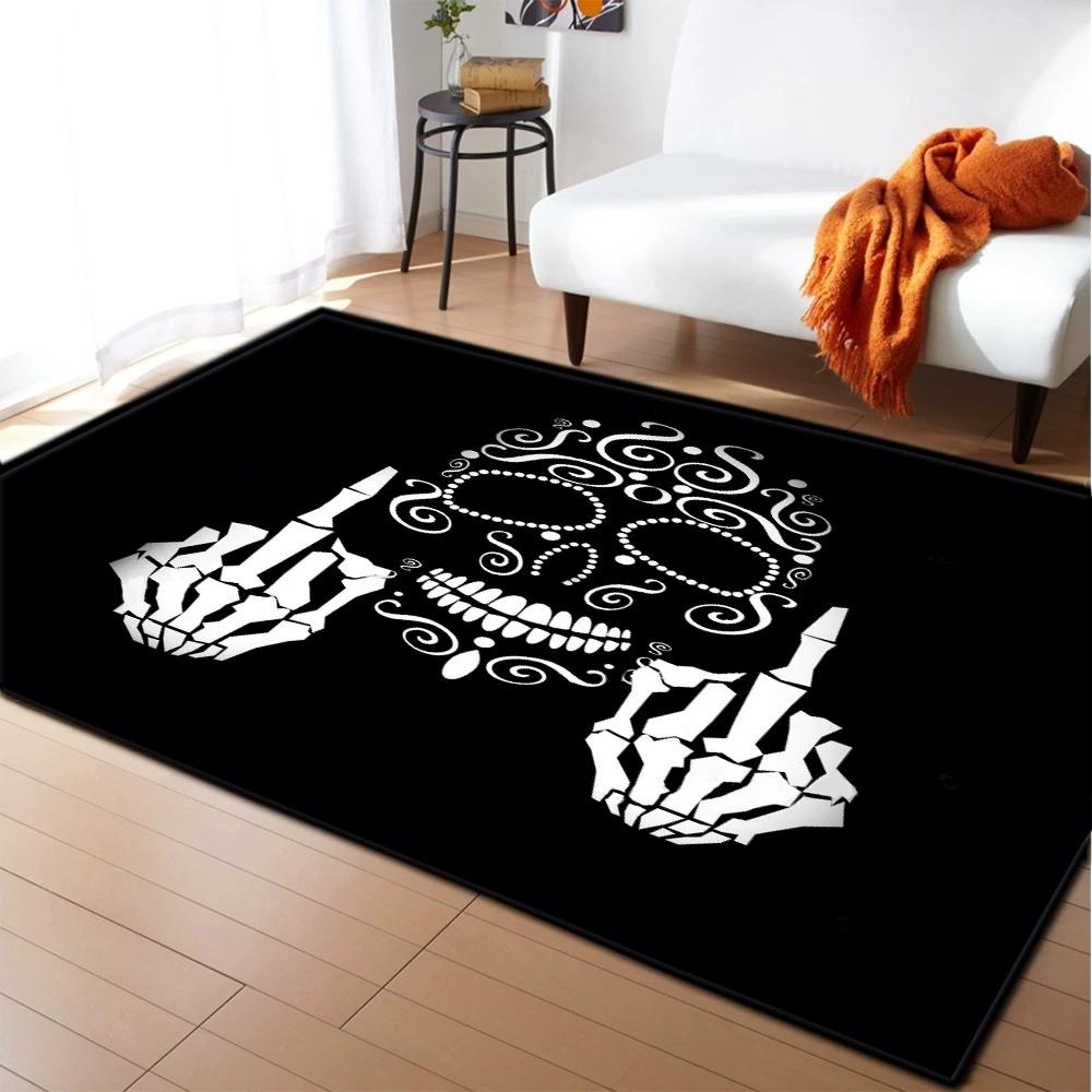 Black Large Carpet Personalized Gothic Skull Head Floor Mat Men's Bedroom Decoration Rug Home Decoration