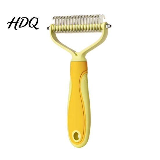 Ergonomic Pet Brush Grooming Rake Dual-Sided Stainless Steel Blades Deshedding And Lightweight Dog Dematting Brush Undercoat Rake for Dogs