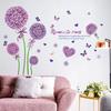 Romantic Pink Dandelion Butterfly Wall Stickers for Living Room Bedroom Home Decor Wall Art Decals