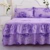 11 kleuren Single/twin/full/queen/kingsize Bed Rok Kussenslopen Set Elegante Sprei Bloemenpatroon Geborsteld Microfiber Verstoorde Lakens