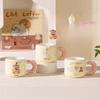 Cute Bear Cup Animal Mug with Lid Spoon Ins Style Girls Ceramic Cup Set Breakfast Cup Office