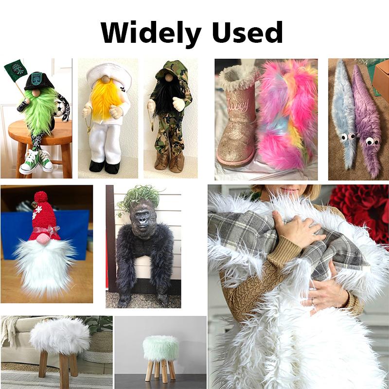 Soft Long Fur Fabric Colorful Square Plush Artificial Patchwork DIY Handmade Christmas Dool Beard Hair Cushion Sew Material Acc