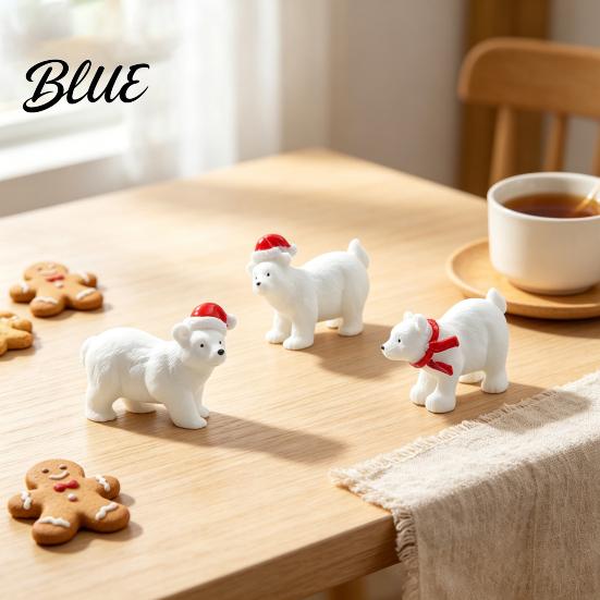 Desktop Garden Decorations Miniature Polar Bear Figurines Durable Synthetic Resin Animal Holiday Landscape Accessories Ornaments Decorative Accents