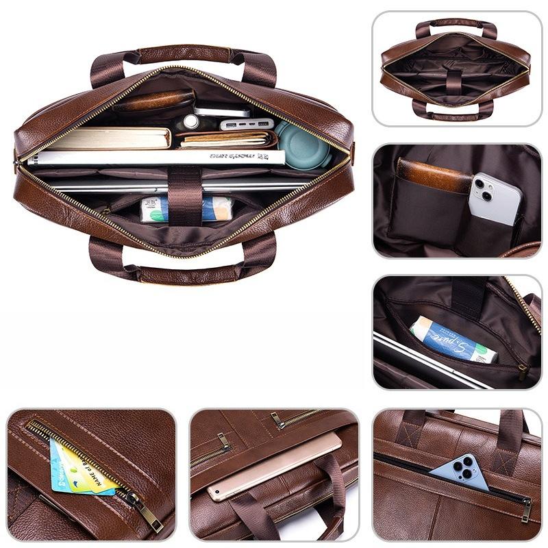 Echte Leder Herren Aktentasche Tragbare Büro Handtasche für Laptoptasche Hohe Qualität Business Messenger Umhängetaschen Reisen